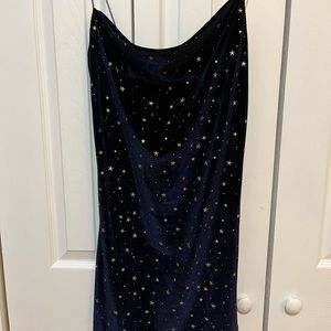 Dark blue mini dress in velvet size L